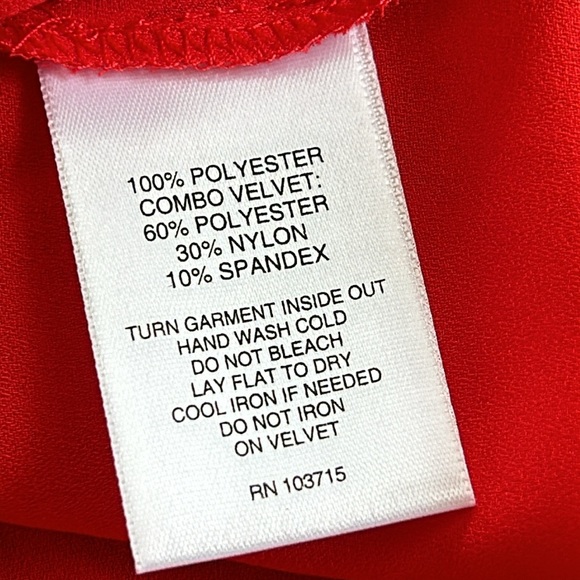 Valerie Stevens red blouse with velvet detail on front. Size XL. V-Neck. - Picture 8 of 11